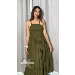 SC126 Smocking Halter Flowy Maxi Dress