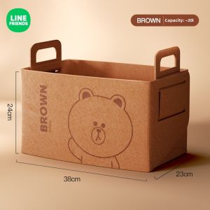 (20L)100% Authentic Line Friends Storage Box Desktop Fabric Clothes Cotton and Linen Storage Basket Portable BROWN CHOCO Birthday Gifts LFB179
