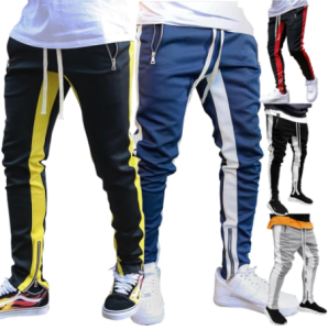HOLA Men Jogger Pants Fitness Bodybuilding Gym Long Pants StripeD Zippered Casual Men Sweatpants Trousers
