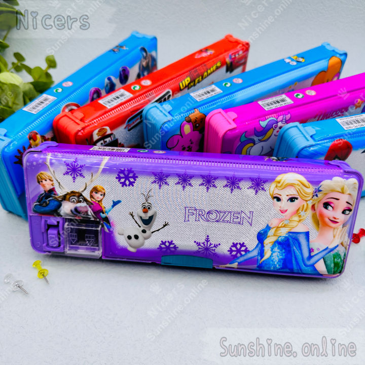 Pencil case with clearance sharpener