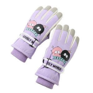 MILDPETAL Winter Children Ski Gloves Warm Non-slip Baby Snow Gloves Fashion Windproof Kids Winter Mittens Snow Snowboard