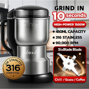 Electric Grinder Blender Grinding Mill Coffee Grinder Medicine Grinder 1500W Stainless Steel Six Blades Powerful Grinds