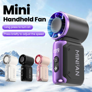 Mini Fan Portable Handheld Type c Rechargeable 199 Wind Speeds Fan Digital Display Desktop Fan Outdoor Travel Home Office Summer