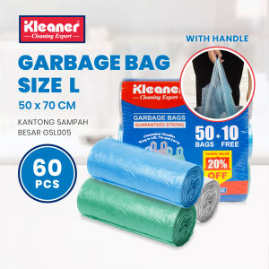 Kleaner Kantong Plastik Sampah Dengan Handle 50 x 70 Cm 3 Roll 72 Pcs Trash Bag Size L Serbaguna