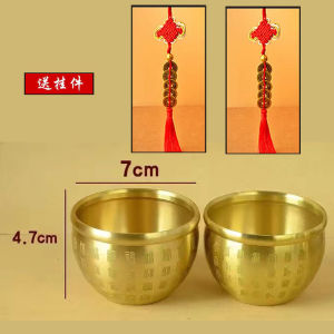 已开光招财 Creative Brass Rice Jar Sent To China Knot Zhaocai Baifu Jar Corporeal Pot Bedroom Living Room Study Desktop Decoration Pure Copper Baifu Jar 创意黄铜米缸 送中国结招财百福缸聚宝盆卧室客厅书房桌面摆件纯铜百福缸