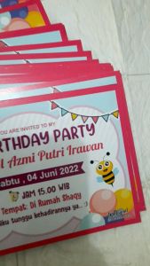 (Isi 10pcs) Undangan Ultah ulangtahun custom foto dan tema