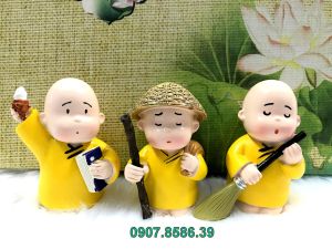 [HCM]Bộ 3 tượng chú tiểu áo vàng đầy ý nghĩa