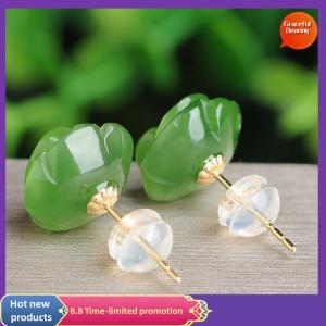 Graceful Minimalist Elegant Emerald Green Flower Shape Stud Earrings For Gift Ornament Accessory Decor Fashion Jewelry