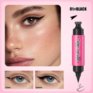2 IN 1 Rotatable Winged Eyeliner Stamp Waterproof Quick Dry No Smudge Long Lasting Liquid Eyeliner Pen for Beginners Lazy Makeup