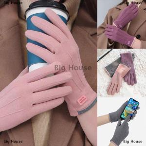 [COD] Big House Women Winter Thick Plush Gloves Fashion Warm Suede Outdoor Guantes Lady Touchscreen Driving Gloves Cycling Mittens