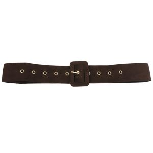 Womens fashion slim-fit wide belt Soft deerskin velvet square buckle fashion decoration air eye wide belt