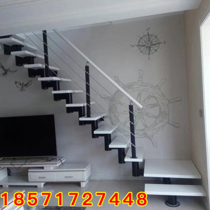 Rotating Hand Rails Custom-made steel stairs Indoor Jumping Floor Nordic Compound Wood ...