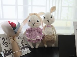 THỎ LEN _WEDDING RABBIT CROCHET_ Quà tặng cặp đôi Quà tặng handmade cho bé