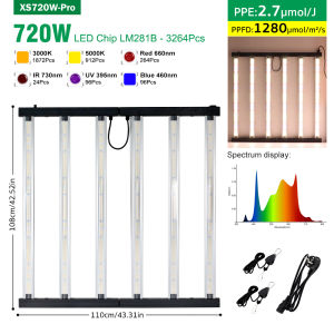 LM281B Full Spectrum LED Grow Light 360W 720W Plant Lamp Dimmable 180 ° Foldable Indoor Growth Lamp