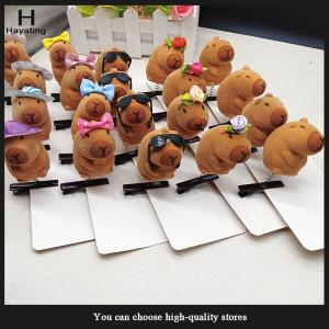 Hayating 1Pcs Cartoon Children 3D Capibala Hair Clip Plush Hairpin DIY Bow Sunglasses Rose Hat Design Capybara Duckbill Clip Accessories