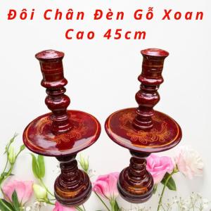 Đôi Chân Đèn Gỗ Xoan Cao 45cm – Bền Đẹp Sang Trọng