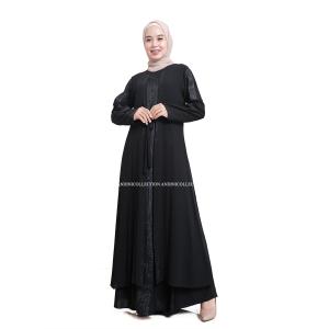 Gamis Abaya Turkey 467 Amarta Hitam Putih Dewasa Muslim Bordir dan Payet Mewah Andinicollection