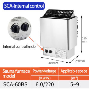 6KW Stainless Steel Sauna Stove Heater High Temperature Protection Switch with CON4 Controller 220V