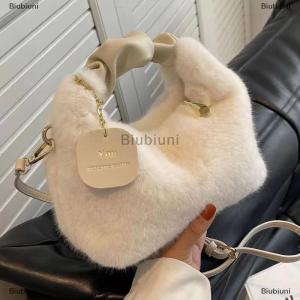 [COD] Biubiuni Women Plush Handbags Ruched Handle Small Lady Shoulder Crossbody Bag Casual Tote Half-Moon Hobos Winter Bags
