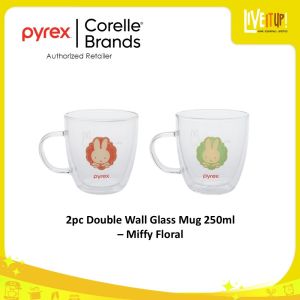 PYREX 2pc Double Wall Glass Mug 250ml – Miffy Floral