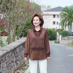 Plus Size Chiffon Blouse Stylish Middle Age Womens Clothing Mother Reduces Age Stylish