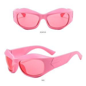 Retro Wrap Around Sunglasses for Women Men Fashion  Anti Radiation Oversized Futuristic Oval Glasses Trendy Shades