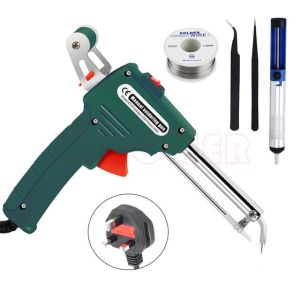 Auto Welding Automatic Feed Soldering Iron Gun  220V 60W Electric Temperature Tool Adjustable Solder Tool Kit Fast Heating with Lead-free Wire Desoldering Pump Tweezers