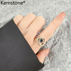 Kemstone tim 2 trong 1 100 ngôn ngữ dự nhẫn của phụ nữ ziricon mạ bạc nhẫn có thể điều chỉnh trang sức quà tặng