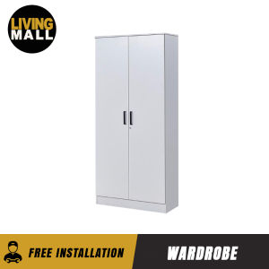 Livingmall Moira CARB-P2 Certified Board 2-5 Doors Scratch-Resist Wardrobe w/ Drawers White Colour