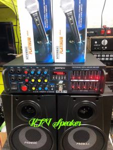 Promac SPK-40 Acoustic Speaker and amplifier System 150WTTSx2 RMS Speaker bluetooth Speakers with Mixing Amplifier with FREE 2 platinum microphone DM-6000