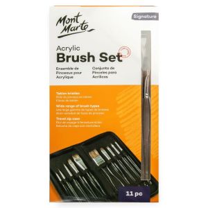 Mont Marte Acrylic Handle Brush Set 11pc - Acrylic/Watercolour