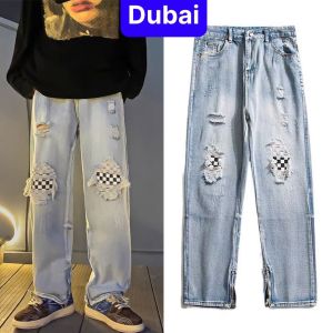 QUẦN JEAN NAM CHẤT BÒ SIÊU CO GIÃN XANH KHÓA CHÂN VÁ CARO 0061 HOT TREND CAO CẤP 2024 - DUBAI FASHION