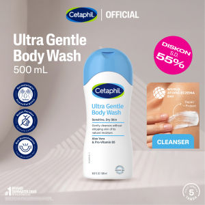 Cetaphil Ultra Gentle Body Wash 500ml dengan Aloe Vera dan Pro Vitamin B5 Sabun Mandi untuk Perawatan Tubuh Cocok Untuk Kulit Kering Normal dan Sensitif