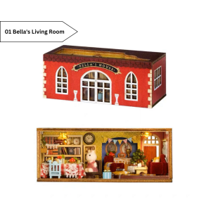 [Ready Stock] [Town] DIY Dollhouse Miniature Kit Miniature Furniture with Dust Cover LED Light Wooden Mini House Mini Shop Cafe Bakery Cute Cheap Decoration Birthday Gift Door Gift Puzzle Handcrafted Handmade Educational Toys for Kids Girls Boys