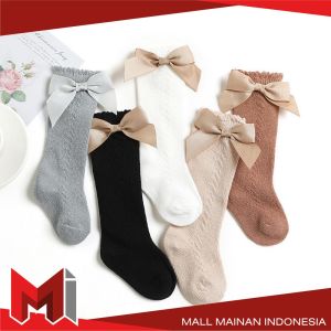 MallMainan-P304 Kaos Kaki Panjang Anak Perempuan Model Pita Lucu Anti Slip / Kaus Kaki Bayi Korea Bahan Lembut Ribbon Baby Socks import