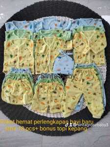 Paket hemat pakaian bayi baru lahir 18 pcs plus bonus topi kepang