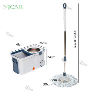 NJCAR STORE   ไม้ม๊อบถูพื้น ถั่งปั่น  อุปกรณ์ไม้ถูพื้น อัพเกรดใหม่ พร้อมถังล้อลาก ไม้ถูพื้นถังปั่น  MOP