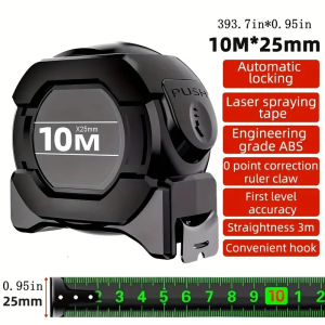 Self-Locking Fluorescent Steel Tape Measure - Durable Wear-Resistant 5/7.5/10m Metric Lengths for Everyday Office Use