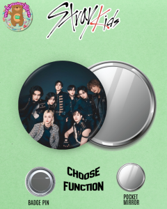 Stray Kids Pocket Mirror Badge Pin 2.2 Inch Kpop SKZ Merch Bang Chan Felix Hyunjin Han Seungmin Changbin Lee Know I.N | Aesthetic Portable Mini Hand Mirror Button Pin Bag Accessories Fanmade