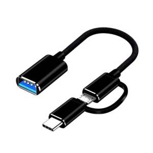 2 in 1 USB 3.0 OTG Data Cable17CM Nylon Braid Wire Adapter for Cellphone Samsung/Xiaomi/Huawei&PCU Disk Card Reader