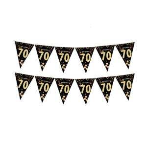 Black Gold Themed Triangular Pennant Black Gold Bunting Birthday Photography Supply for Adult and Teen Party Decoration