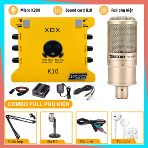 [BH 1 NĂM] Bộ Mic Hát Livestream Soundcard XOX K10 2020 & Mic TAKSTAR PC K200 Chất Lượng Âm Thanh Sống Động