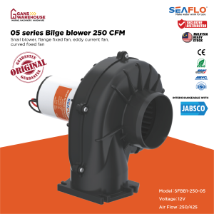SEAFLO 05 Series Bilge Blower 250 CFM Model SFBB1-250-05 12V Snail Blower Interchangeable with JABSCO