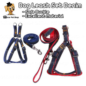 2pcs/Set Dog Harnes & Leash for Small/Medium/Large Dogs Denim Pet Leash