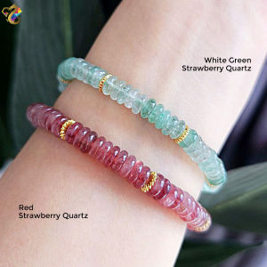 Natural Abacus Rondelle Bracelet (Jadeite Rose Quartz Strawberry Quartz)