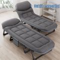Tidur tunggal tempat berkemah Foldable bed Camping Cots  Portable bed for Adults  Adjustable 5-Position Lounge Chair with Pillow Portable Travel bed. 