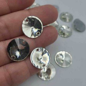 Diamon Resin Kristal Motif Bentuk Bulat Lancip Ukuran 14 Mm Warna Putih Bersih Kualitas Aa Bagus Dan Kilau Cantik Per Lusin