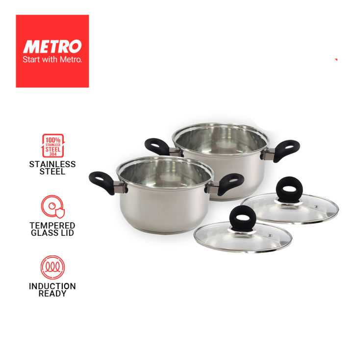 Buy 1 Take 1 Metro Cookwares Sauce Pan with Glass Lid 24cm Stainless Steel PSSC 4780