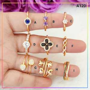 Cute Jewelry Cincin Dewasa Wanita Cincin Daun Ori Premium Perhiasan Lapis Emas 18k Murah A120