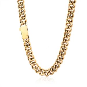 NUOYA Custom Logo Stainless Steel Cuban Link Necklace Hip Hop Jewelry Miami Cuban Link Chain for Men Women 
